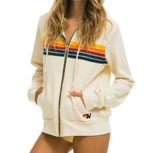 Aviator Nation 5 Stripe Hoodie (Zip-Up)
